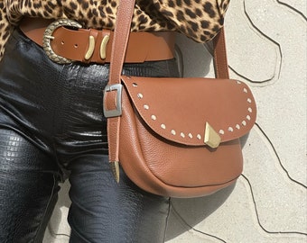 Leather Shoulder Bag, Handmade Leather Purse, Crossbody Bag, Brown Leather Handbag, Women Purse, Gift for Her - Colors Trilogy