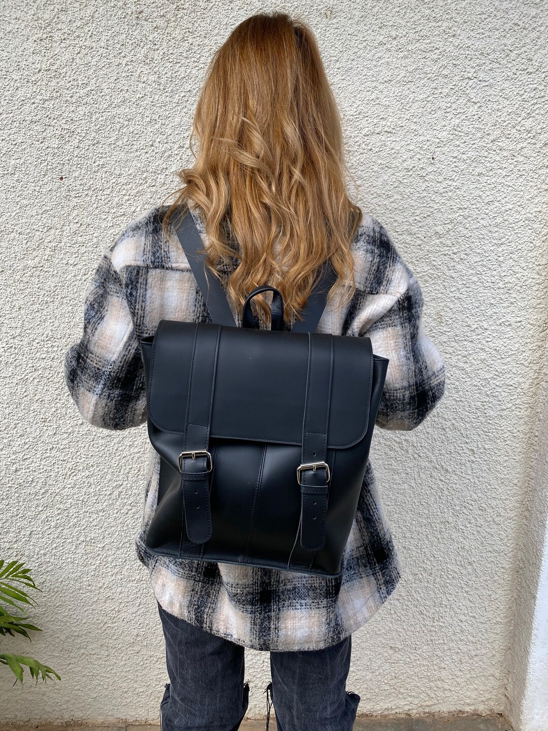 Black Leather Backpack Women Backpack Purse Leather Etsy