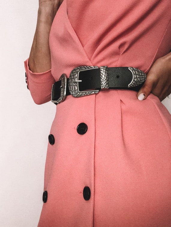 Cinturón de negro hebillas grandes cinturón mujer - Etsy México