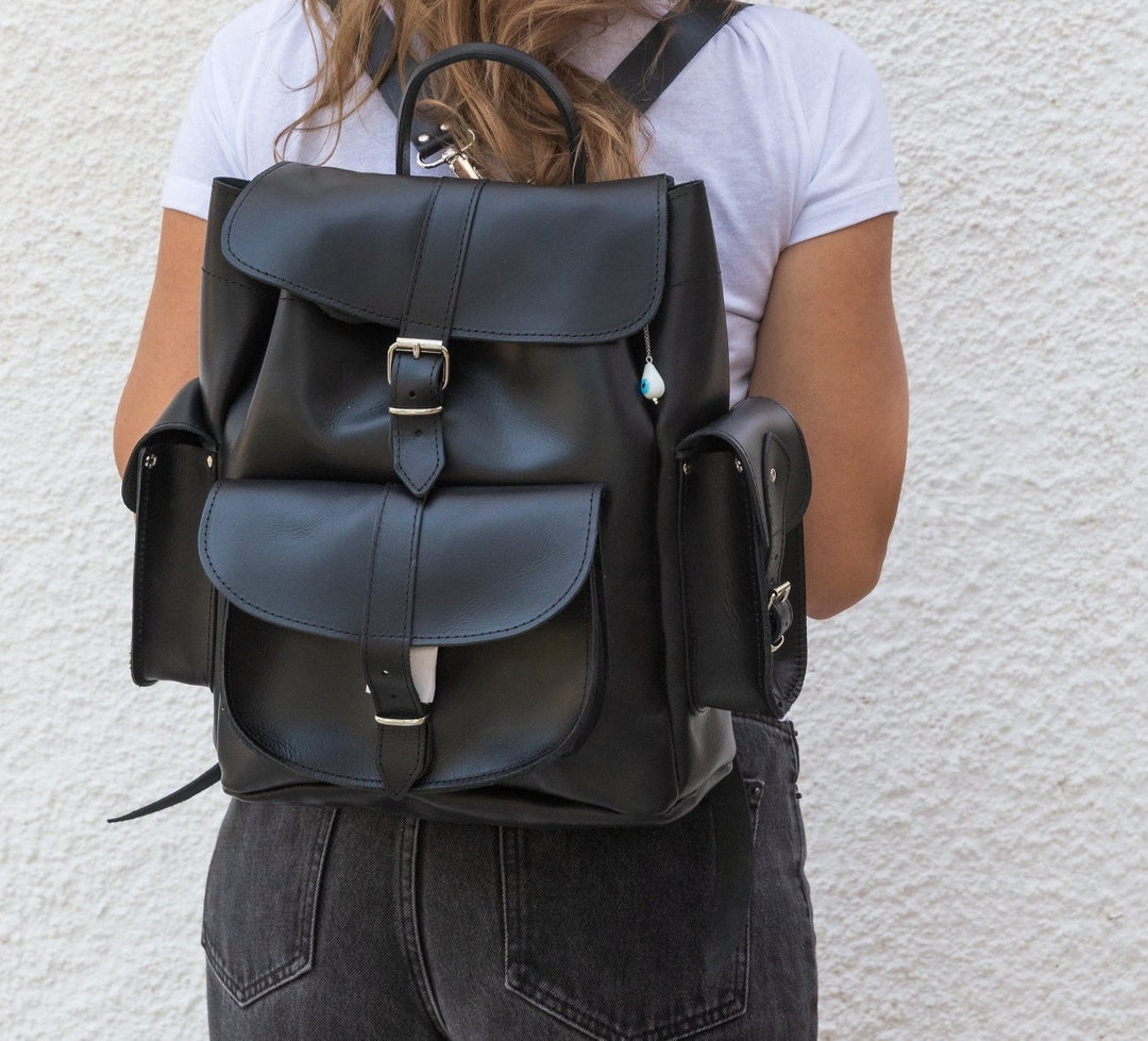 Backpack, Leather Backpack Women, Black Backpack, Gift for Her, Made in