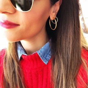 Gold Minimal Hoop Earrings, Gold Hoops, Small Earrings, Gift for Her, Made from 24k Gold Plated Sterling Silver 925.