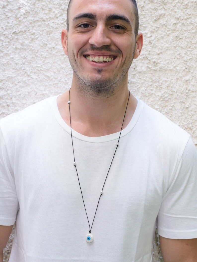 Evil Eye Necklace Men Evil Eye Pendant Mens Necklace Mens Etsy