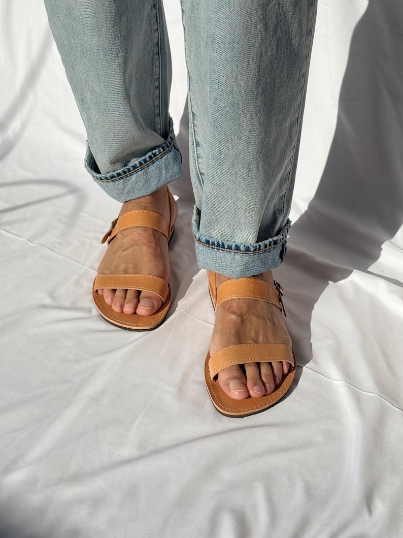 Greek Leather Sandals, Mens Sandals, Brown Flats, Summer Sandals, Women Shoes, Gift for him. image 4