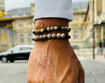 Men's Bracelet, Beaded Bracelet Set, Howlite Stone Bracelet, Men Jewelry, Handmade in Greece