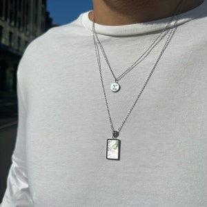 Silberkette, Schichtung Herrenhalsketten, Herrenhalsketten, Silberkettenhalskette Männer, Initial Halskette Männer, aus Stahl, Geschenk für Ihn.