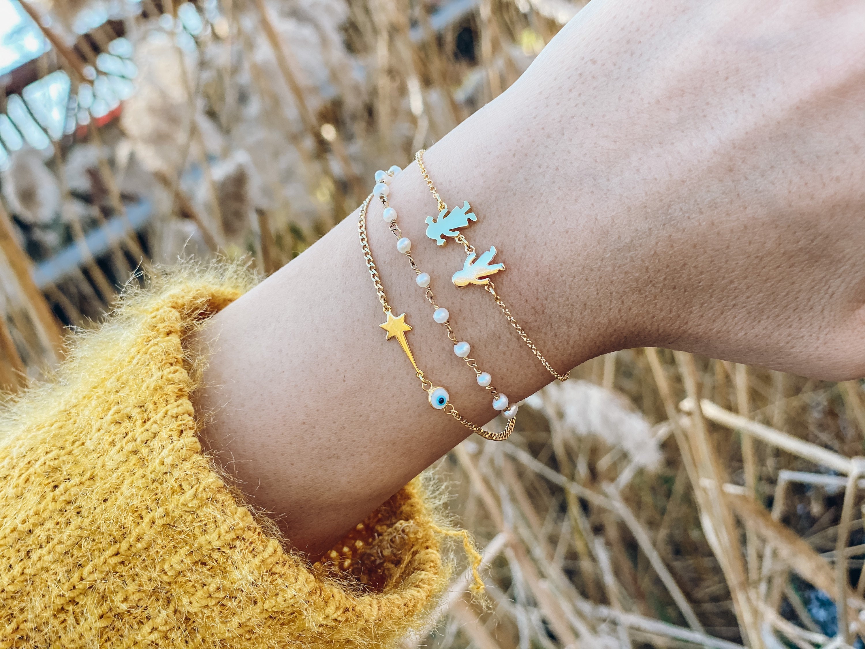 Gold Family Bracelet Chidlren Bracelet Protection Bracelet Etsy