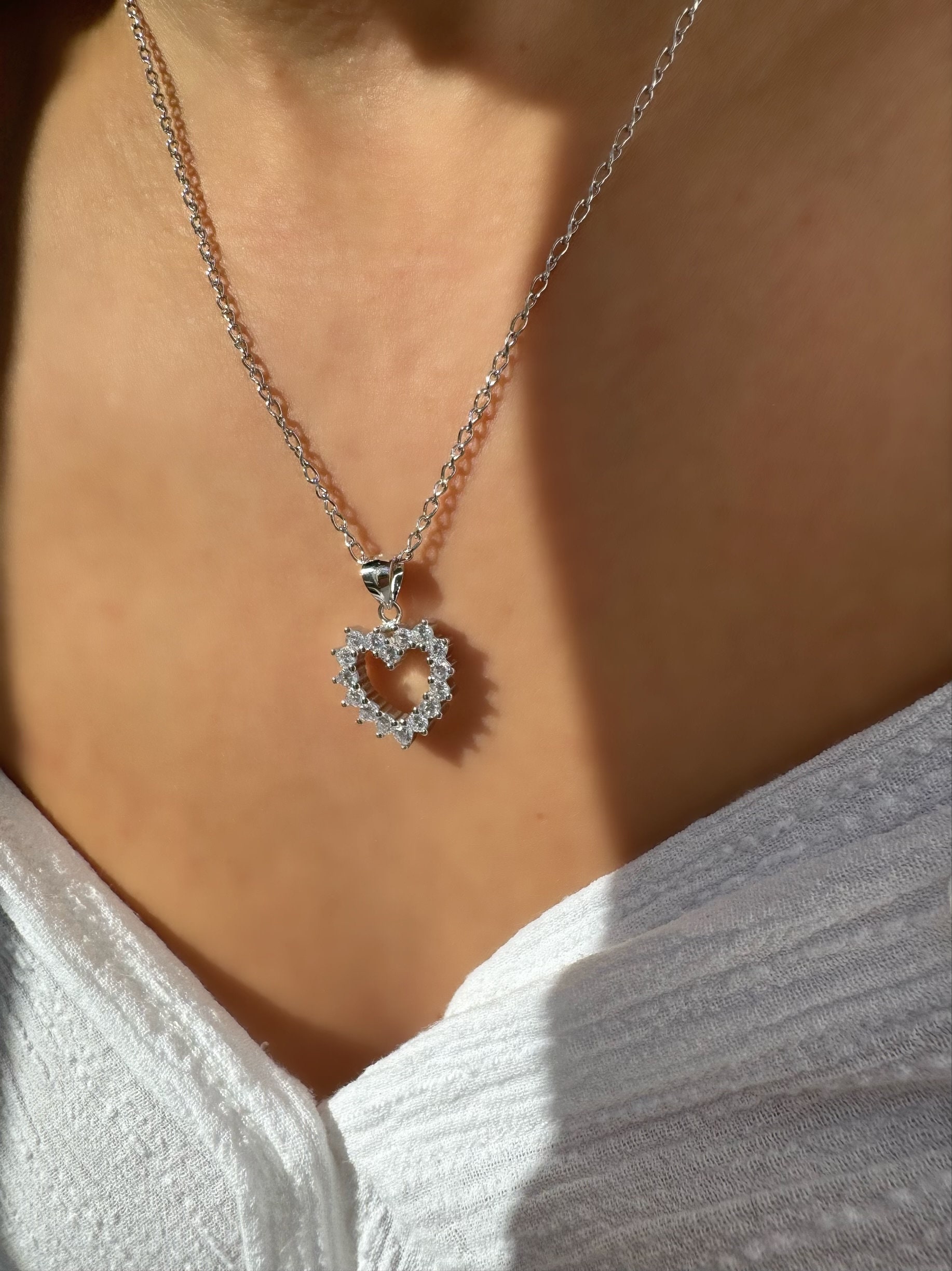 Collana Donna Argento 925 Ciondolo Punto Luce Pietre Bianche Stella