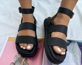 Women Leather Sandals, Platforms, Wedges Sandals, Greek Sandals, Summer Shoes.