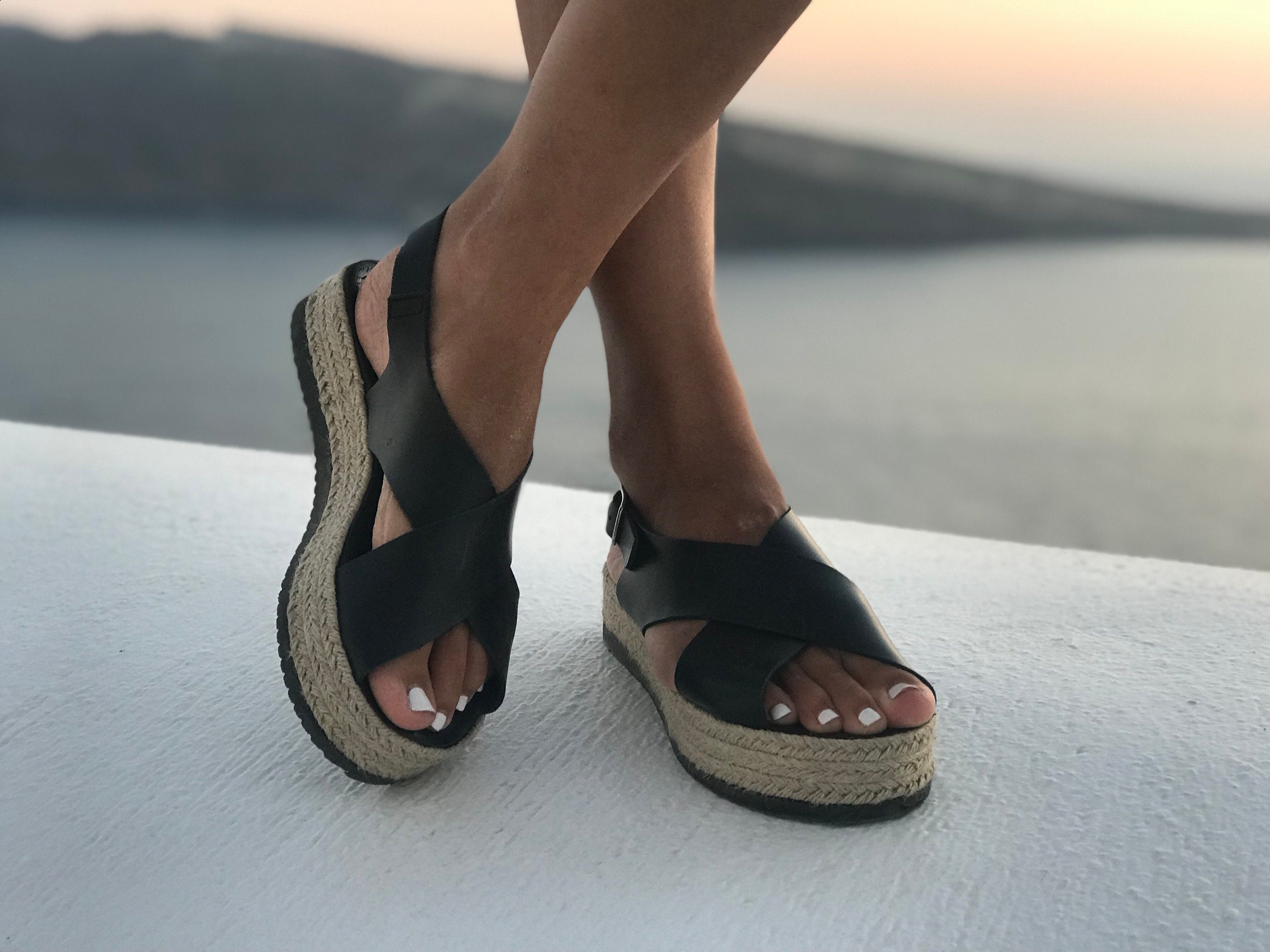 Black Leather Sandals Women Sandals Greek Sandals Leather Etsy