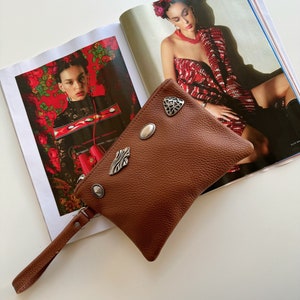 Cartera de cuero hecha a mano, cartera de cuero para mujer, cartera pequeña, cartera personalizada, monedero pequeño, hecha de cuero de grano completo - Marrón pequeño