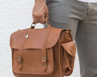 Leather Briefcase Men, Leather Messenger Bag, Leather Laptop Bag, 15'' Laptop Bag, Office Bag, Made from Full Grain Leather, Made in Greece.