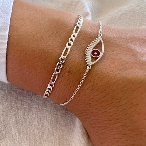Evil Eye Armband, Silber Kettenarmband, Minimalist Kettenarmband, Schutz Armband, hergestellt aus Sterling Silber 925.