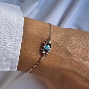 Braccialetto anti-malocchio, bracciale in argento, piccolo ciondolo anti-malocchio, catena in argento, bracciale di protezione, gioielli anti-malocchio, realizzato in argento sterling 925