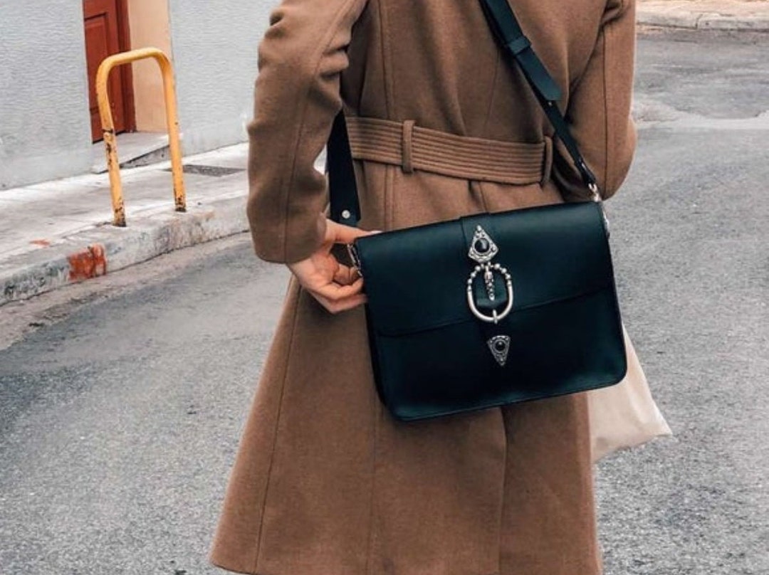 Boho Leather Crossbody Bag Leather Purse Black Leather Etsy UK