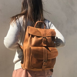 Leather Rucksack, Women's Rucksack, Leather Backpack Women, Office Bag, Travel Bag, Made in Greece from Full Grain Leather, LARGE. image 7