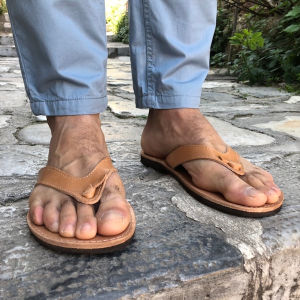 Flip Flops Herren, Ledersandalen Herren, Griechische Sandalen, Herren Sandalen, Strandsandalen, Geschenk für Ihn, Hergestellt aus Echtem Leder in Griechenland.