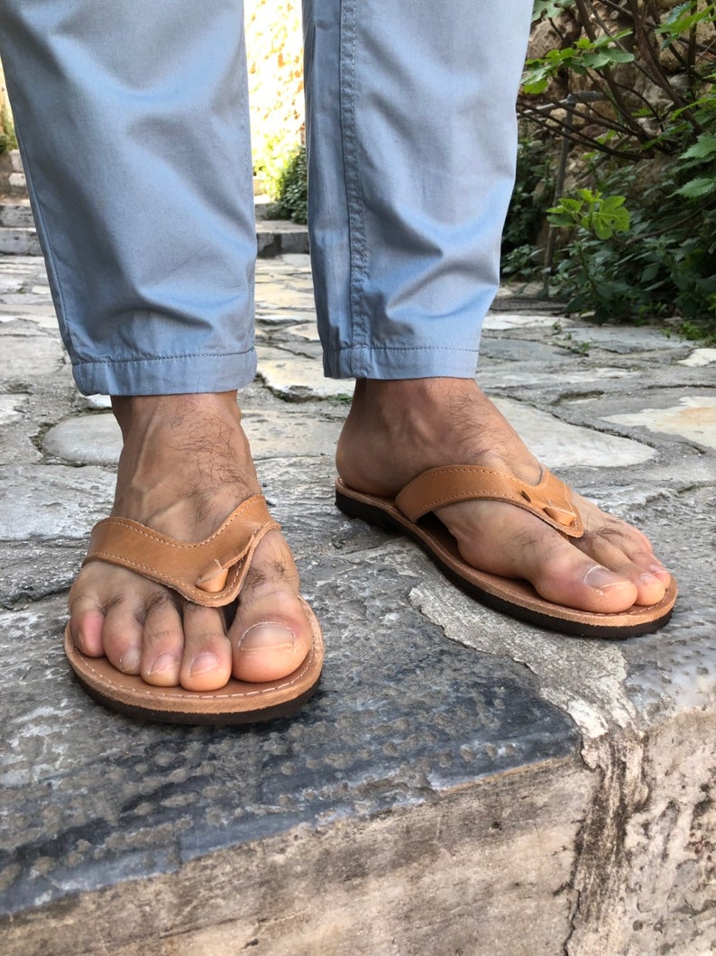 Sandálias masculinas, chinelos de couro masculinos, sandálias de verão, sandálias gregas, sapatos de verão imagem 7