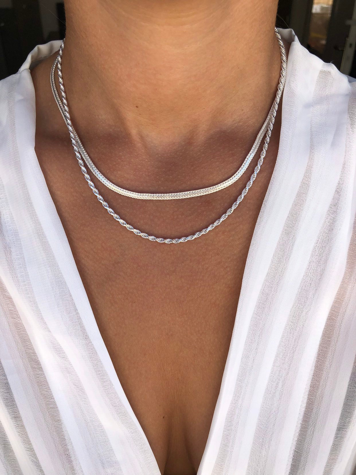 Silver Necklace Silver Chain Necklace Layering Necklace -  Denmark