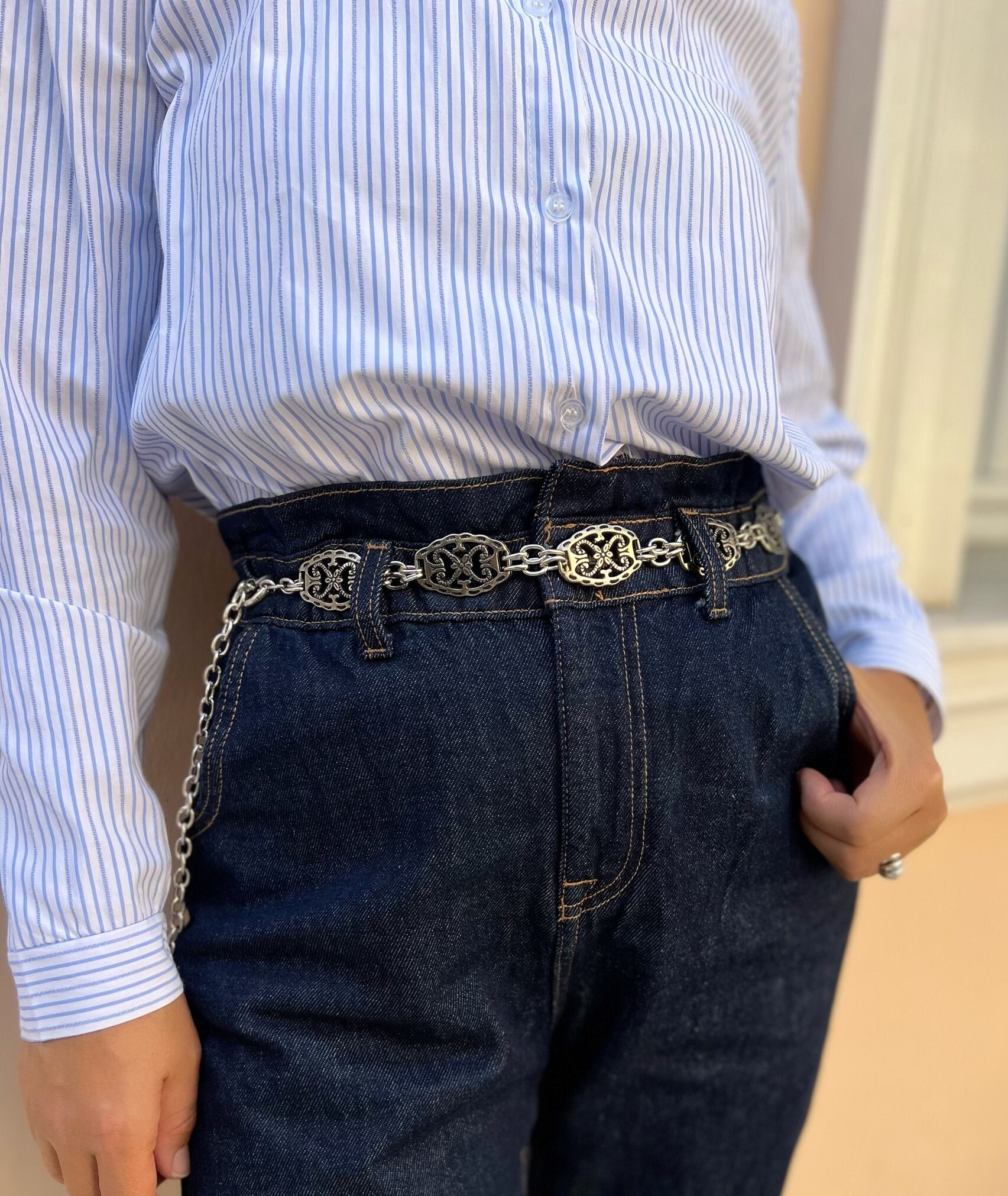 90s Multi Silver Chain Belt