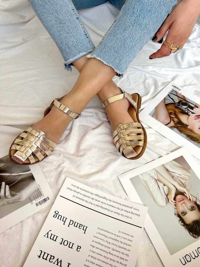 Sandales spartiates femme, sandales en cuir, sandales grecques, sandales marron, cadeau pour elle, 100 % cuir véritable. image 4