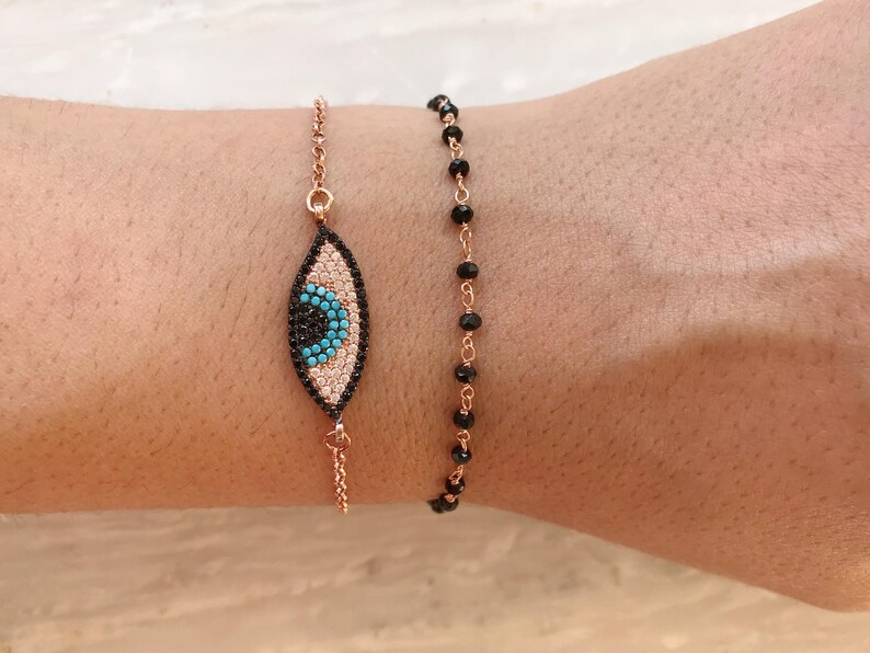 Pink Evil Eye Bracelet Rosary Bracelet Protection Bracelet | Etsy