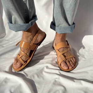Handmade Leather Slingback Sandals, Mens Sandals, Greek Summer Shoes. image 6