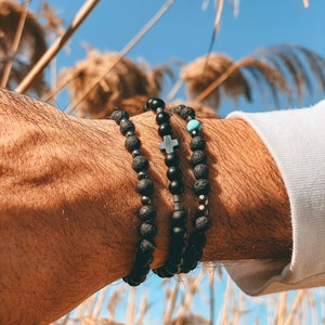 Men's Bracelet, Black Beads Bracelet, Men's Jewelry, Made in Greece, by Christina Christi Jewels. All of Them