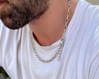 Silver Chain Necklace Men, Simple Chain Necklace, Silver Necklace , Mens Necklace, Gift for Him, Made in Greece.