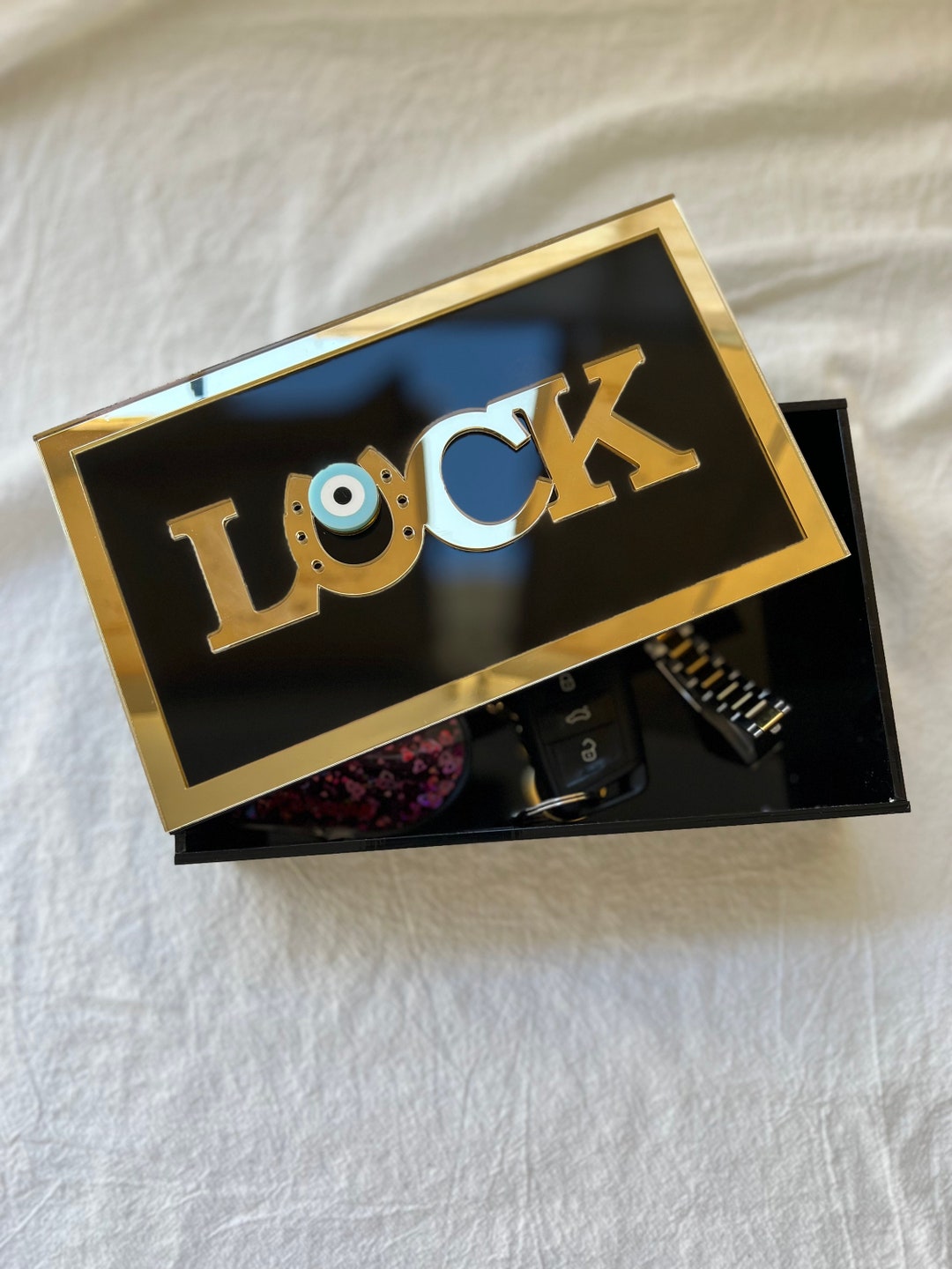 Black Plexiglass Jewelry Box, Key Box, Trinket Box, Home Decor Box