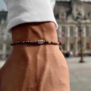 Tijgeroog kralenarmband heren, minimale armband, etnische armband, herensieraden, cadeau voor hem, gemaakt in Griekenland.