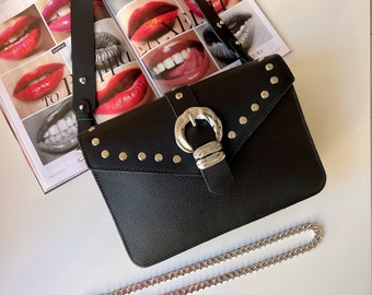 ブラックレザースタッズバック Marc Jacobs Sack スタッズ レザーバッグ ミニ | ブラック | FARFETCH JP