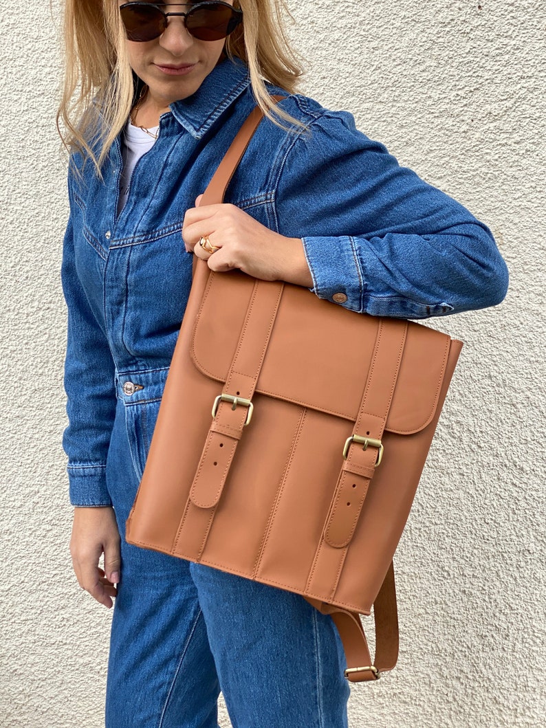 Handmade Leather Backpack Brown Leather Backpack Women Etsy