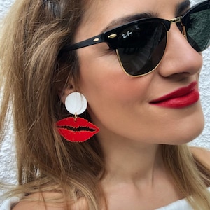 Non Pierced Earrings, Lips Clip On Earrings, Lips Charm, Kiss Earrings, Clip Earrings, Gift for Her, Made in Greece.