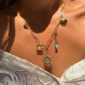 Gold Shell Necklace, Gold Beach Necklace, Shell Pendant, Shell Jewelry, Gold Summer Necklace, Gift for Her, Made in Greece