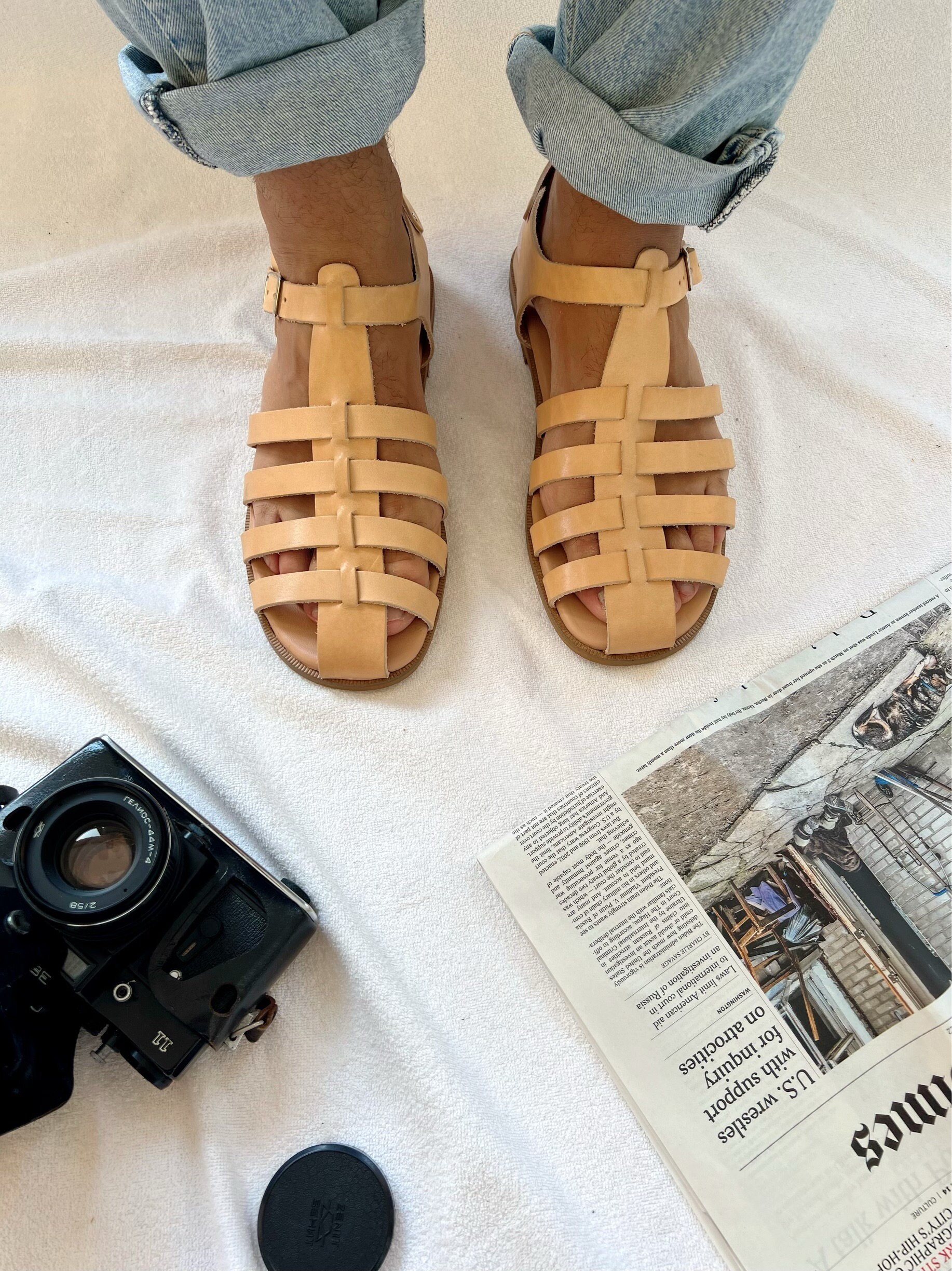 Men Leather Sandals Brown Gladiator Sandals Men Greek Etsy
