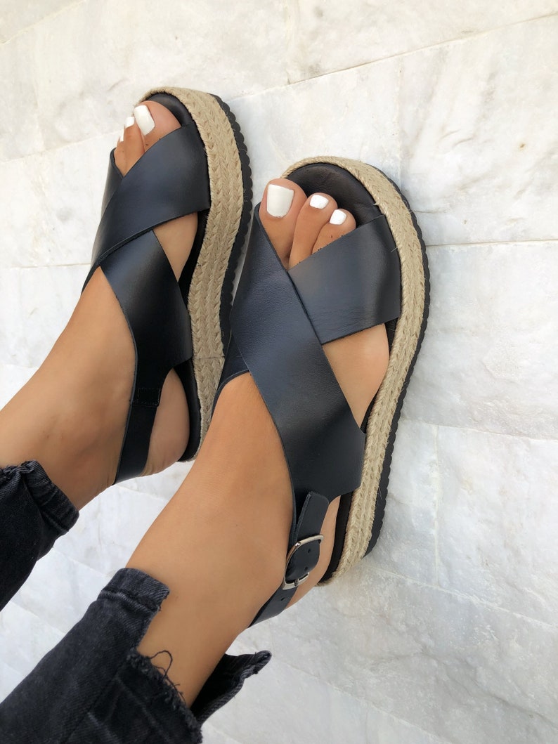 Black Leather Sandals Women Summer Shoes Handmade Sandals - Etsy