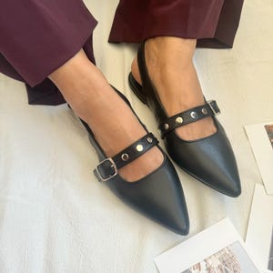 Mules, Leather Sandals, Women Mules, Leather Shoes, Studded Mules, Summer Shoes, Black Mules, Gift for Her, Made from Full Grain Leather.