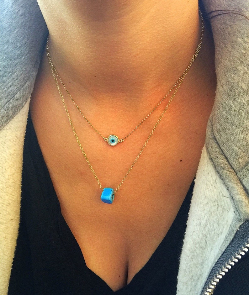 Tiny Evil Eye Necklace Evil Eye Jewelry Evil Eye Pendant Etsy