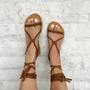 Lace Up Sandals, Leather Sandals, Gladiator Sandals, High Knee Ankle Wrap Sandals, Spartan Sandals, By Christina Christi. image 9