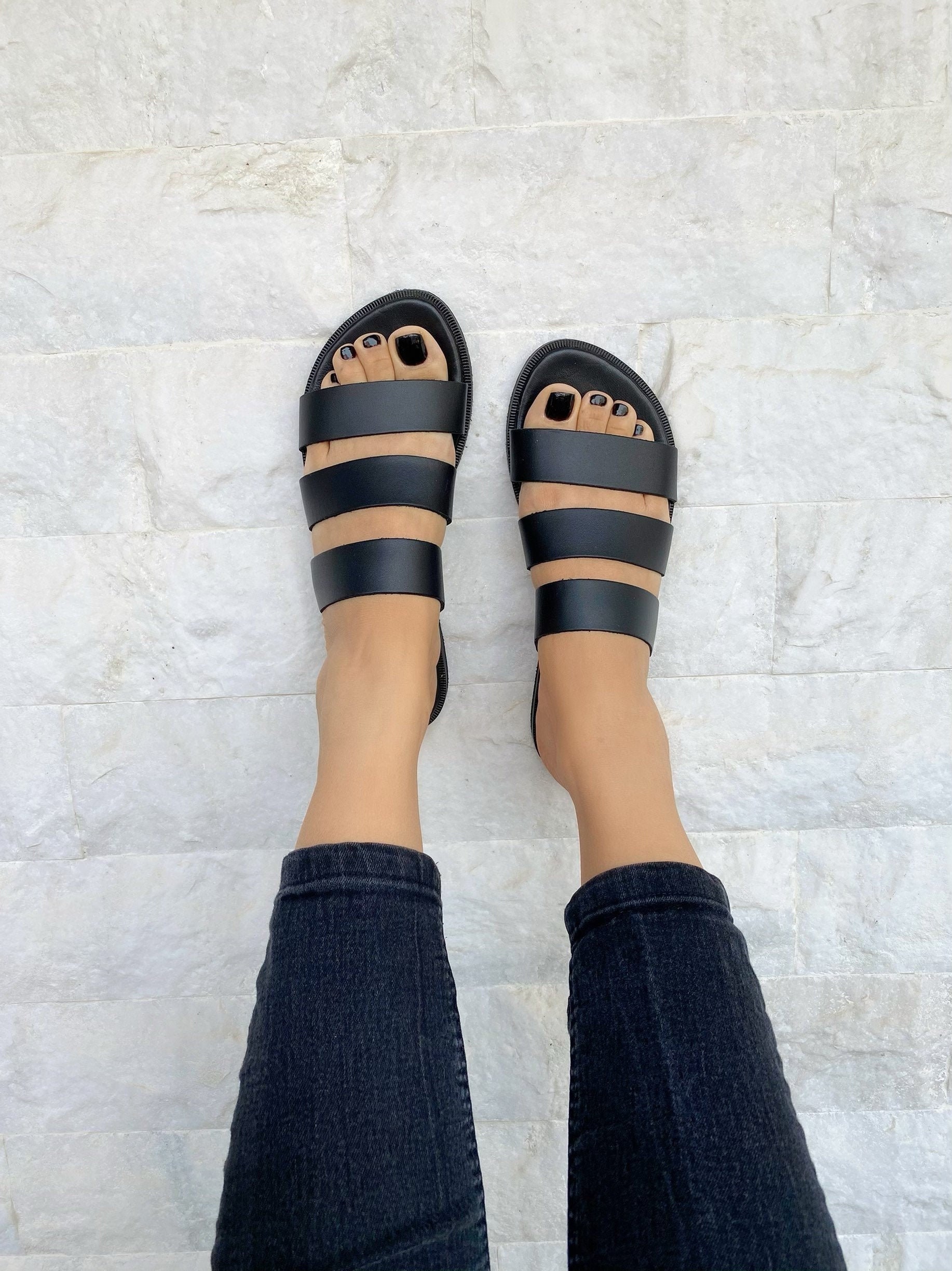 Soft Sandals Greek Leather Sandals Handmade Sandals Black | Etsy