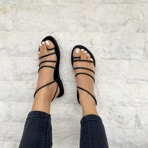 Minimal Strappy Sandals Greek Sandals Leather Sandals - Etsy