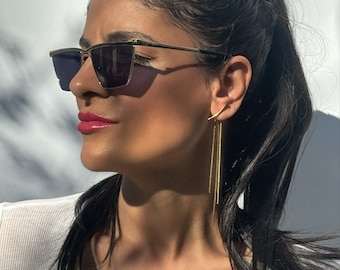Long Gold Chain Earrings, Minimalist Earrings, Stainless Steel Modern Statement