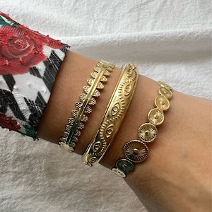 Roestvrijstalen gouden armband, boho-armband, gouden manchetarmband, open armband vrouwen, open manchet vrouwen, cadeau voor haar, gemaakt in Griekenland.