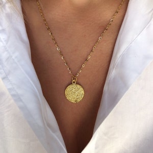 Gold Halskette, Gold Disc Halskette, Disc Anhänger, Disc Schmuck, antike Disc Halskette, Geschenk für Sie, hergestellt aus Sterling Silber 925, in Griechenland