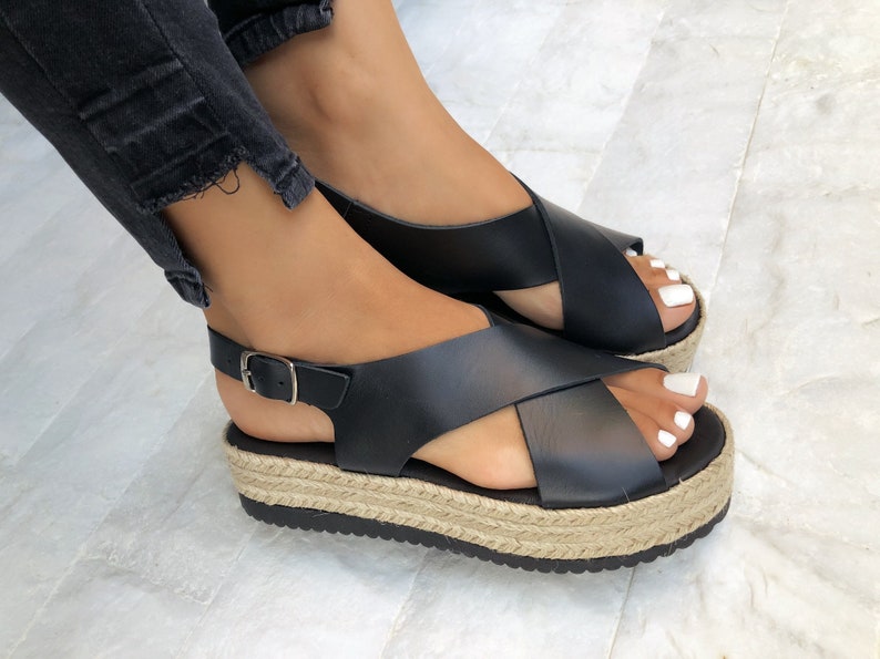 Black Leather Sandals Women Summer Shoes Handmade Sandals - Etsy