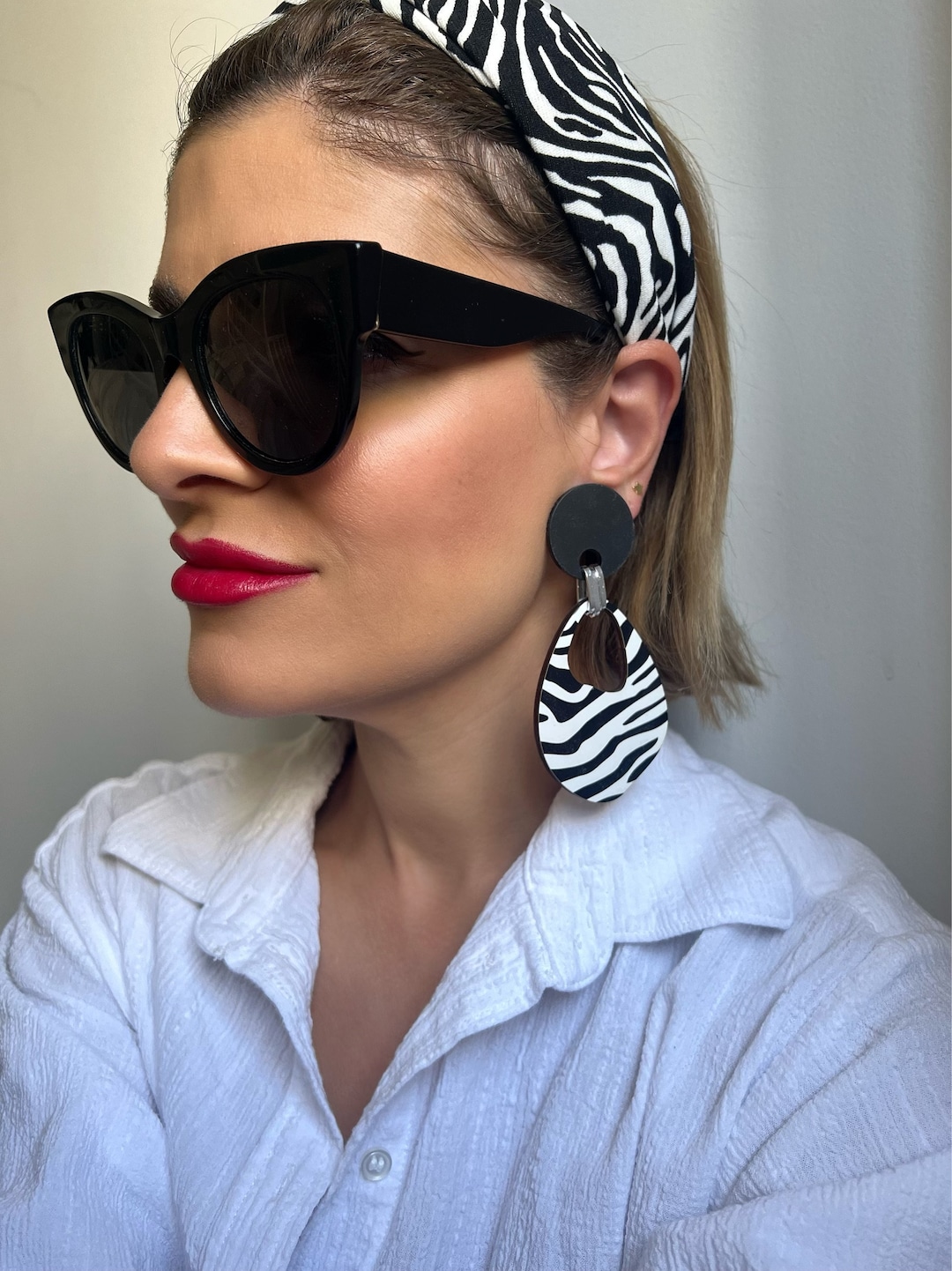 Boucles D'oreilles Léopard Rond - Look Années 80 - Animal Print - Plastique - Soul-Cats