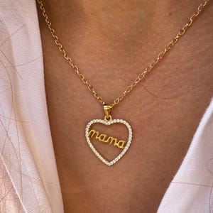 Collar de corazón de oro, collar de madre, collar de amor, collar de mamá, joyería de mamá, regalo para madre, hecho de plata de ley 925.