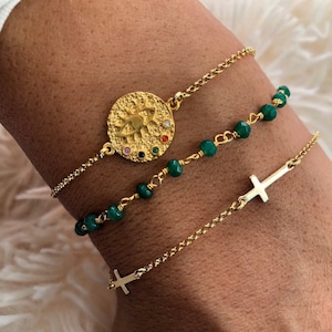 Pulsera de oro con ojo malvado – Joyería artesanal con amuleto protector – Pulsera delicada y ajustable para mujer – Regalo espiritual – Christina Christi