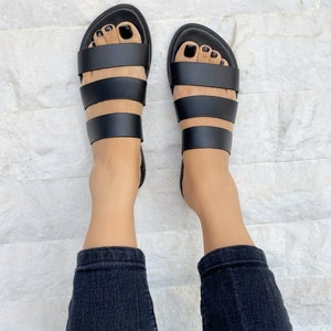 Soft Sandals Greek Leather Sandals Handmade Sandals Black - Etsy