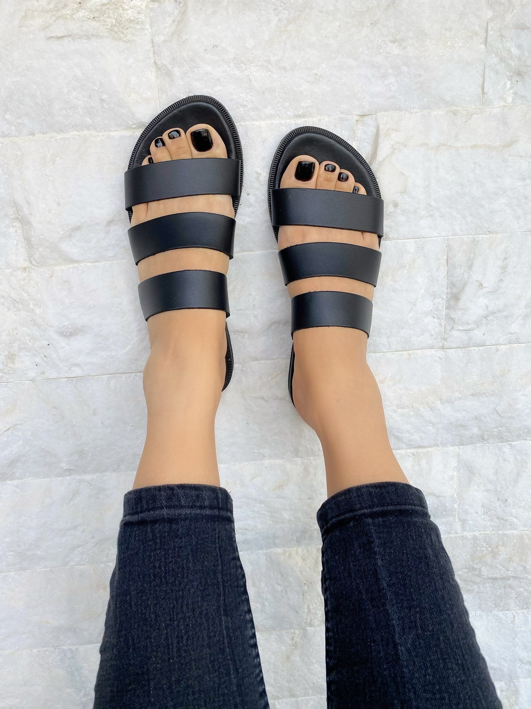 Soft Sandals Greek Leather Sandals Handmade Sandals Black | Etsy